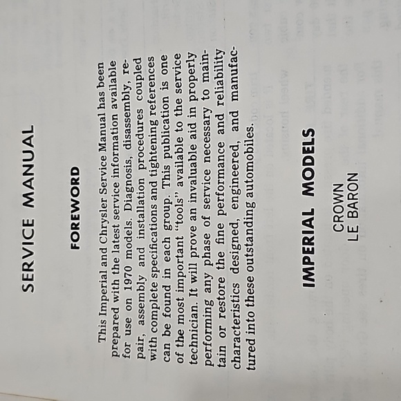 1970 Chrysler Imperial Service Manual Crown LeBaron Newport New Yorker - Picture 4 of 10